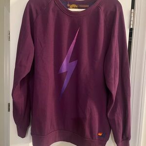 Aviator Nation Purple Crewneck Sweatshirt with Lightning Bolt